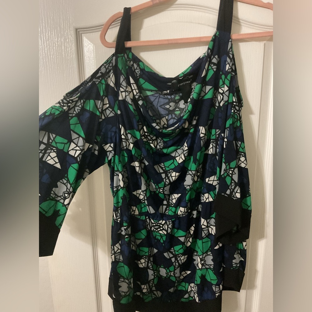 Ashley Stewart Multicolor Geometric Blouse